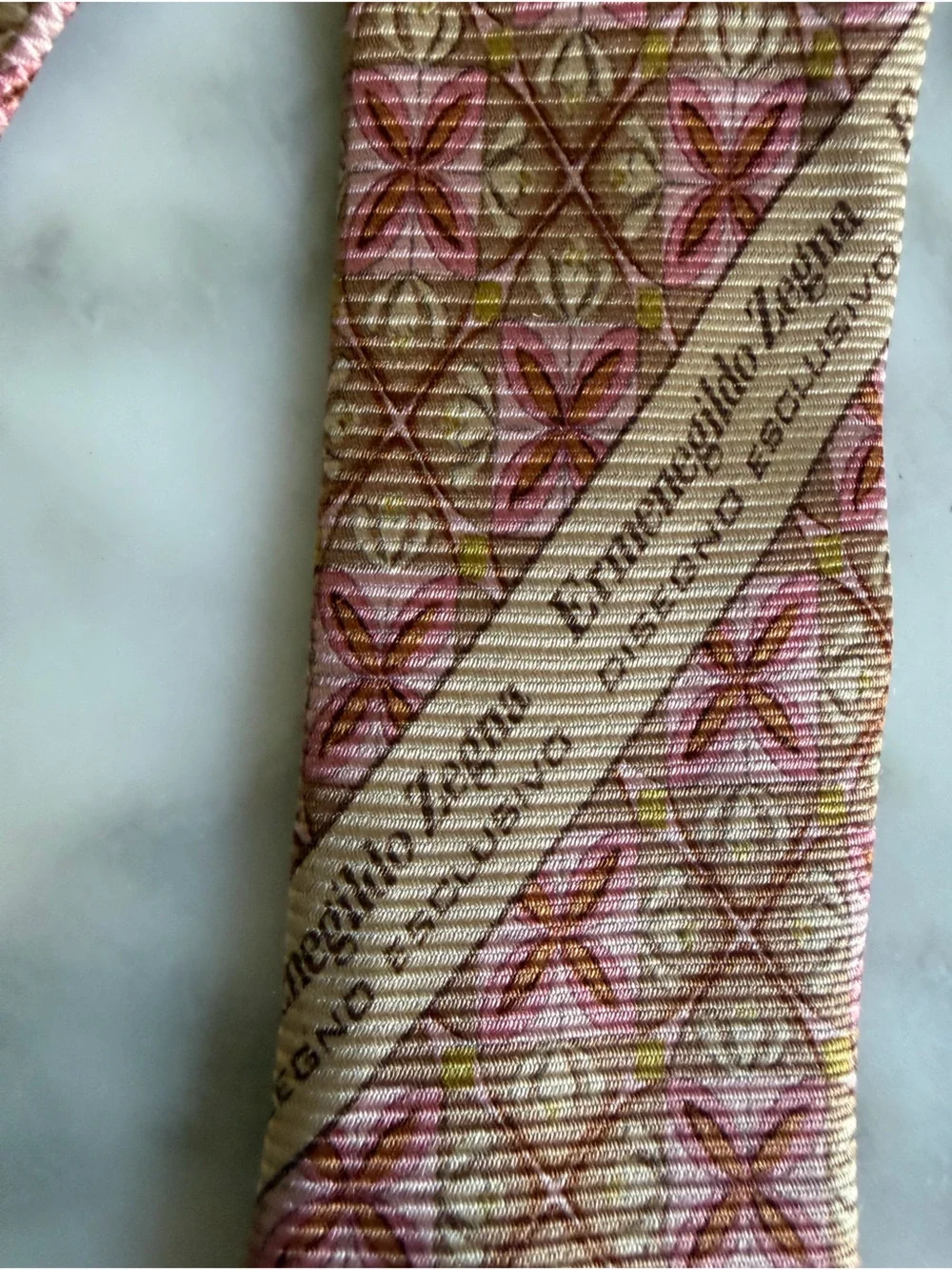 Ermenegildo Zegna Pink and Gold Geometric 100% Silk Tie